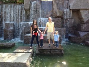 large family picture waterfall