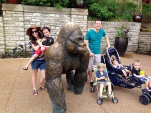 large family at zoo