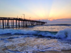 sunset over pier