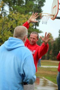 rainy basketball at church camp