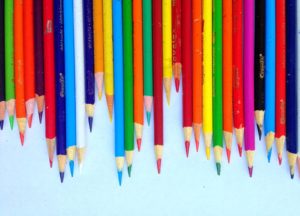 colored pencils in a row