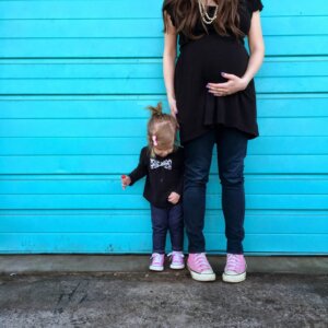 mom and girl matching